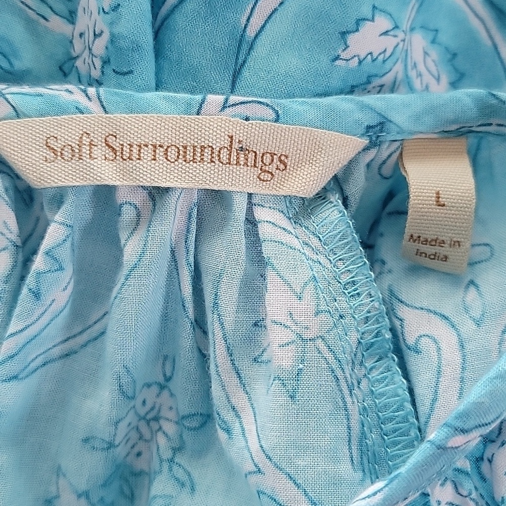 Soft Surroundings Light Blue Flutter Sleeve Blouse Size Large - Picture 5 of 6
